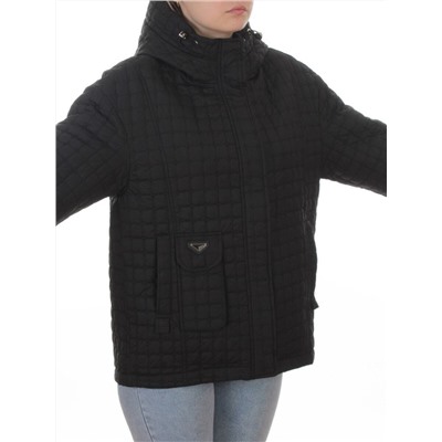 9617 BLACK Куртка стеганная демисезонная женская (100 гр. холлофайбер)