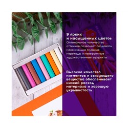 Пастель сухая художественная BRAUBERG ART DEBUT, 9 цветов, круглое сечение, 181459