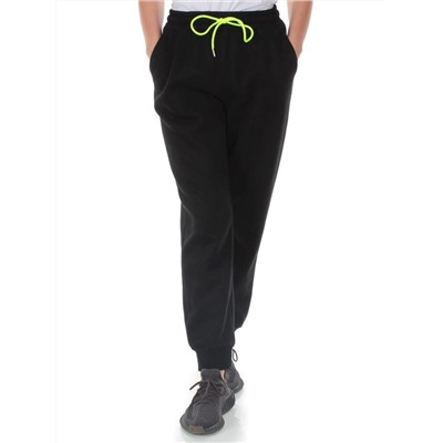 M073 BLACK Брюки спортивные утепленные женские (85% хлопок, 10% полиэстер, 5% спандекс)