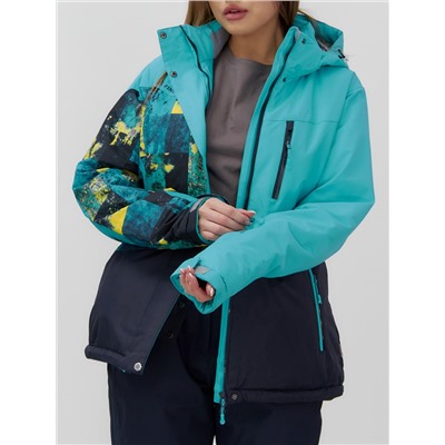 Горнолыжный костюм женский зимний УЦЕНКА бирюзового цвета 02801Br