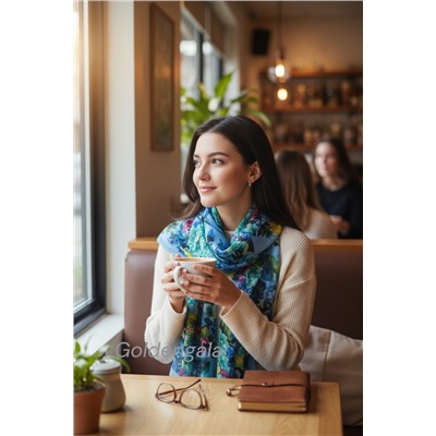 Шарф шифоновый с цветочным принтом Арт 0981/2