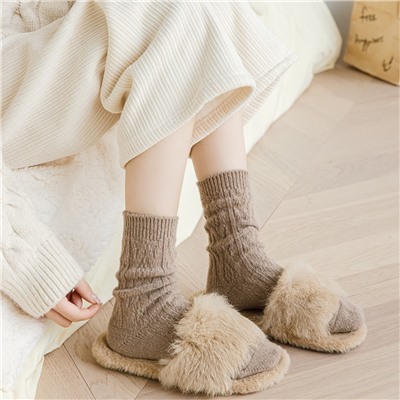 Keep warm Japanese demi-season colored woolen winter velvet knee socks, increased thickness, mid-length