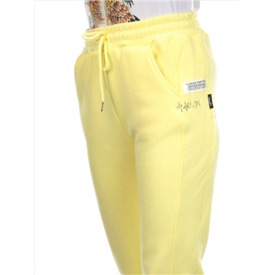 11 YELLOW Брюки спортивные женские на флисе (100% хлопок) 7986