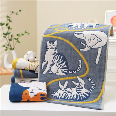 Zhiyang Naughty Cat Creative Gauze Children's Towel Baby Facial Towel Full Moon Banquet Children's Turks Wholesale