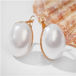 Серьги с жемчугом «Грейс» вытянутый овал, цвет белый в золоте