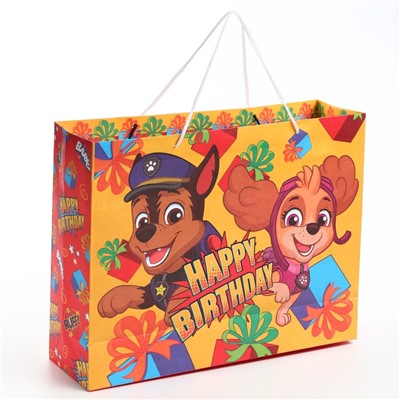 Пакет подарочный крафт Happy Birthday, 40×31×11.5 см,