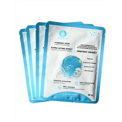 Coco Blues Гидрогелевая маска для лица с пептидами, коллагеном и растительными экстрактими / Лифтинг-эффект, 5 шт. х 30 г