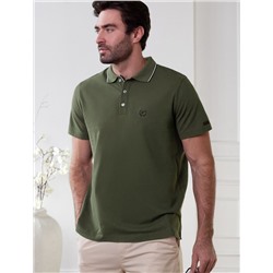 Футболка поло с плетеным воротником на пуговицах из эластичного хлопка