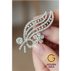 Брошь средняя "Веточка со стразами"  БР4/8