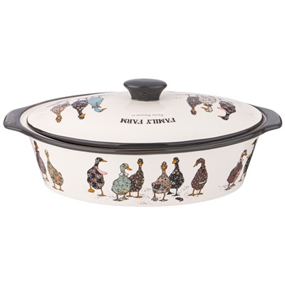 ФОРМА ДЛЯ ЗАПЕКАНИЯ С КРЫШКОЙ "FAMILY FARM" ОВАЛЬНАЯ 3,2 Л 37,5Х22Х15,5СМ