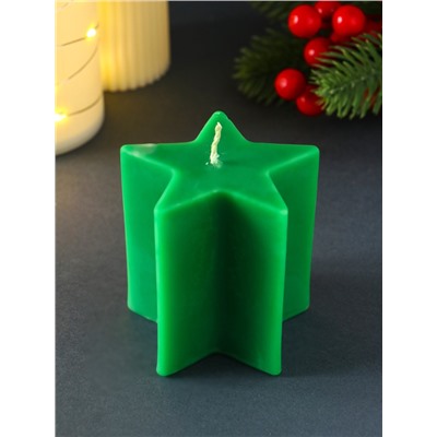 Свеча декоративная «Большая звезда», 75×75×75 мм, зелёная