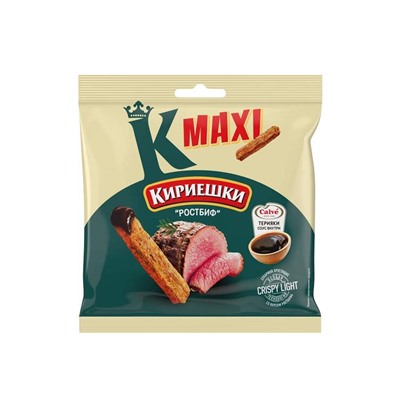 «Кириешки Maxi», сухарики со вкусом «Ростбиф» и с соусом терияки «Calve», 75 г