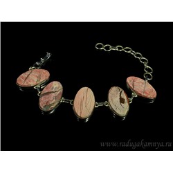 Браслет с яшмой уральской "Овал", 18-19см.