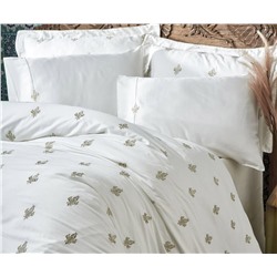 2 сп. Евро Комплект Постельного Белья Cotton Saten Aslışah Krem XL - EcoCotton