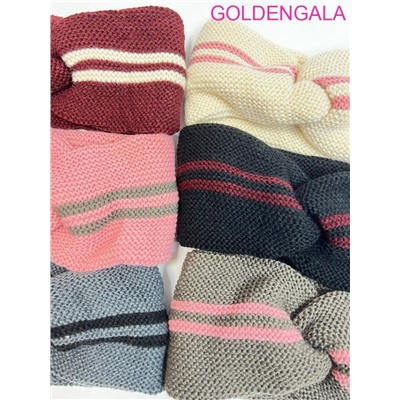 Повязка теплая вязанная на голову ширина 12 см Арт 1 тип 8