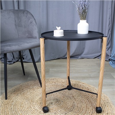 Сервировочный столик SHT-CT62
                        черный муар / светлый орех