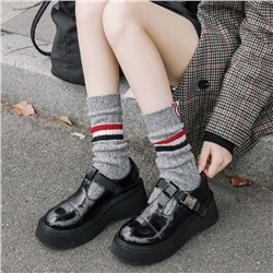 Japanese brand woolen demi-season warm knee socks for men and women, mid-length