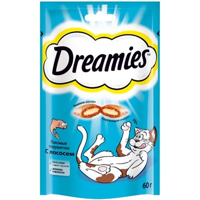 Лакомство Dreamies для кошек, лосось, 60 г