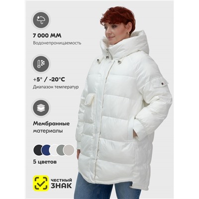 Куртка зимняя женская с капюшоном модная белого цвета 7341Bl