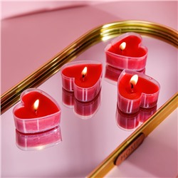 Свеча ароматическая "Сердце", в индивидуальной упаковке. Аромат: Бархатная Роза, 4*4*2 см.