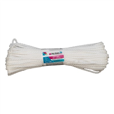 Шнур бельевой полипропиленовый с сердечником, 5 мм L 20 м, белый, Home Palisad