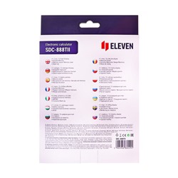 Калькулятор настольный Eleven SDC888TII, 12-разрядный, 159×205×27 мм, двойное питание, чёрный