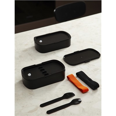 Ланч-бокс с приборами Food Time, 1 л, черный