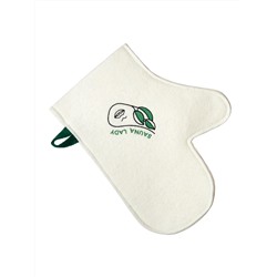 Рукавица банная с вышивкой "Sauna lady", войлок белый