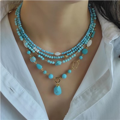 Сет 4 украшения из турквинита, варисцита, перламутра