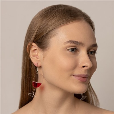 Серьги акриловые «Вино» бокалы, цвет красный