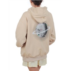 3265 BEIGE Худи на молнии женское (95% хлопок, 5% эластан)