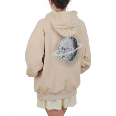 3265 BEIGE Худи на молнии женское (95% хлопок, 5% эластан)