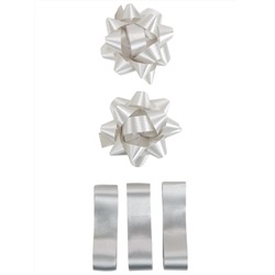 Набор для оформления подарков Серебряный 2 банта+3 ленты 15мм*1,5м Миленд БЛ-0377/24/Россия