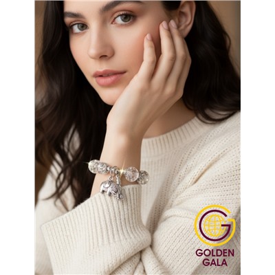 Браслет женский с кристаллами на резинке БР12/01 (перламутрово-прозрачный)