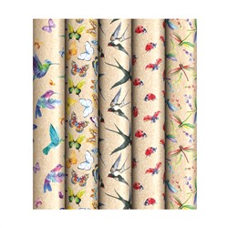 Бумага упаковочная крафт 70*100см ArtSpace Крылатые обитатели 70г/м2 ассорти 5 диз К100_46616/Россия