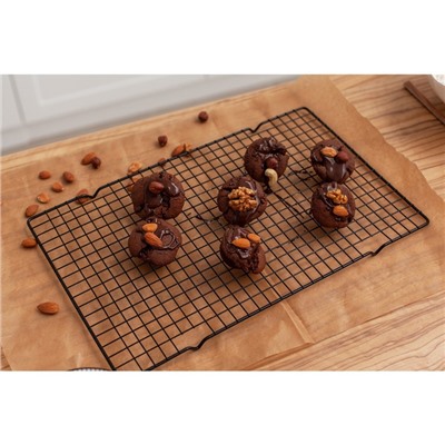 Решётка для глазирования и остывания кондитерских изделий KONFINETTA, 40×25×1.5 см, чёрная