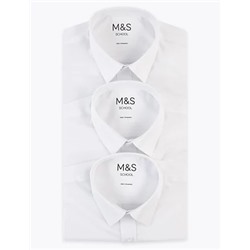 3pk Boys' Longer Length Easy Iron School Shirts (4-18 Yrs)