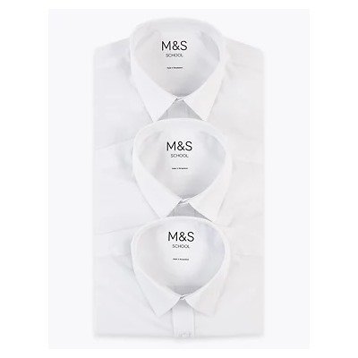 3pk Boys' Longer Length Easy Iron School Shirts (4-18 Yrs)