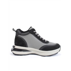 05-804-1B BLACK GRAY Кроссовки женские демисезонные (натуральная кожа , натуральная замша, натуральная байка)