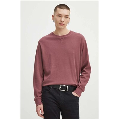 Longsleeve męski z fakturą kolor różowy