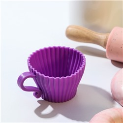 Форма для выпечки Доляна «Алиса в стране чудес», силикон, 9×7×4.5 см, внутренний размер 6.5×6.5×4.5 см, фиолетовая