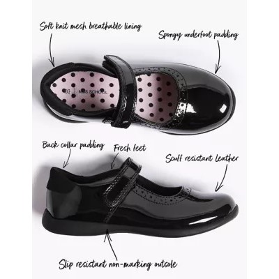 Kids' Riptape Leather School Shoes (8 Small - 1 Large)