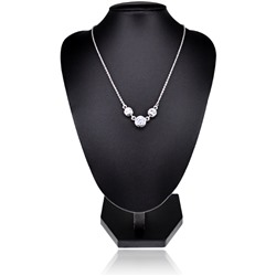 UG011 Колье Три кристалла, цвет серебряный