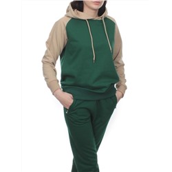 NOE103 BEIGE/GREEN Костюм спортивный женский (хлопок 90%, полиэстер 10%)