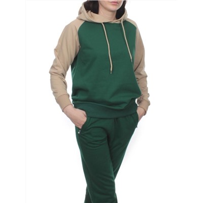 NOE103 BEIGE/GREEN Костюм спортивный женский (хлопок 90%, полиэстер 10%)