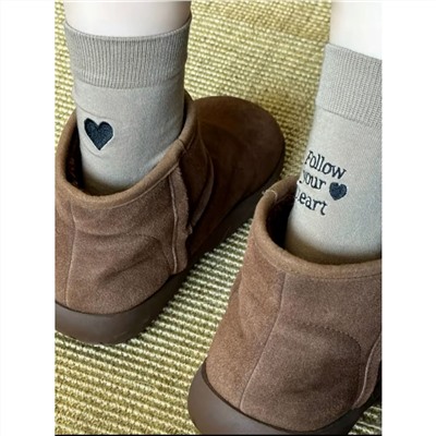 Autumn goods, cotton knee socks, with embroidery, mid-length