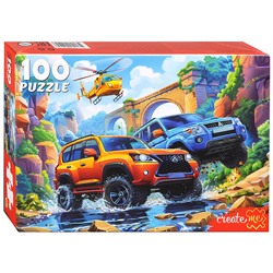 Пазлы 100 "Два джипа и вертолет"
