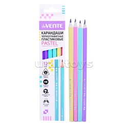 Карандаш чернографитный "Рastel" HB, диаметр грифеля 2 мм, трёхгранный без ластика, заточенный, пластиковый, цвет корпуса пастельное ассорти, индивидуальная маркировка, в картонной коробке
