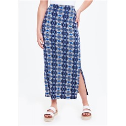 Tile Print Jersey Maxi Skirt