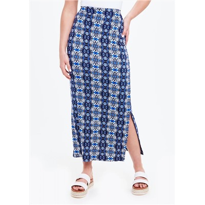 Tile Print Jersey Maxi Skirt